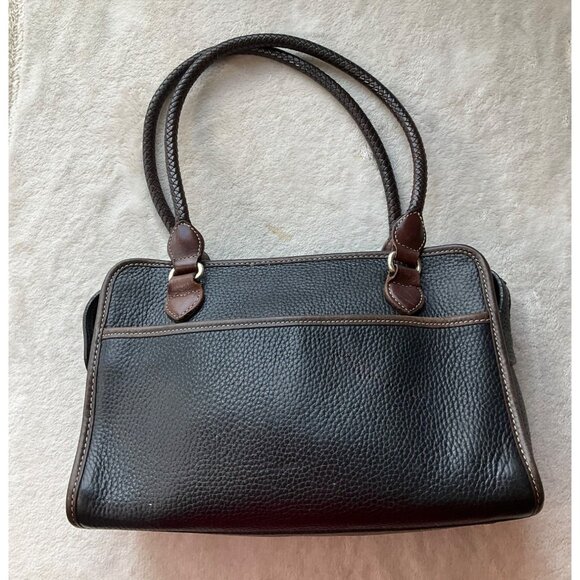 Vintage Brighton Black & Brown Leather Satchel Shoulder Bag Crock Embossed Y2K - Picture 2 of 16